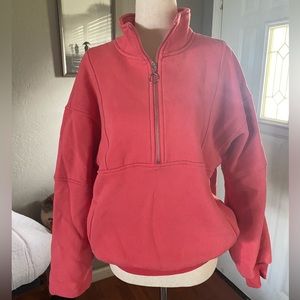 Pink quarter zip sweatshirt